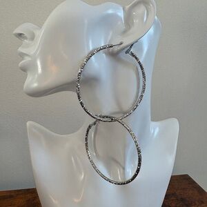 Glamorous Silver Hoop Earrings NWT 2.5”
